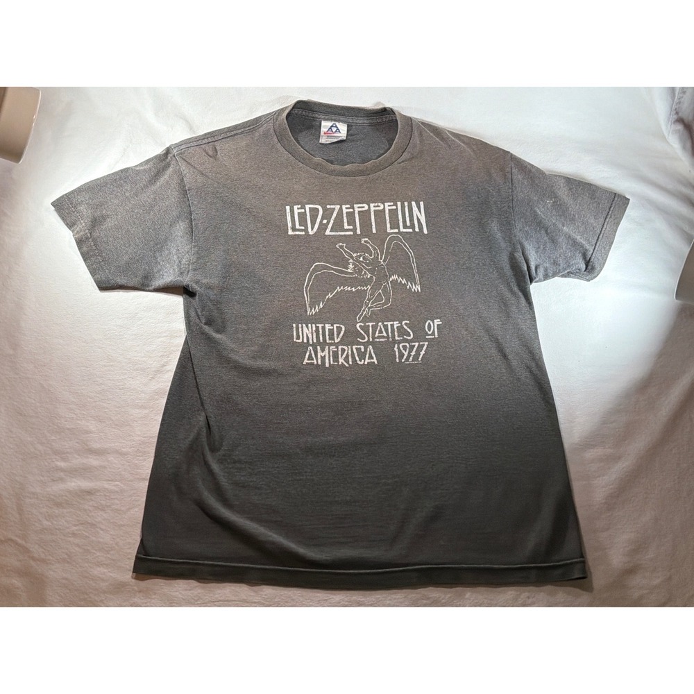Led Zeppelin United States of America 1977 Tour Graphic T-Shirt Gray Large AAA